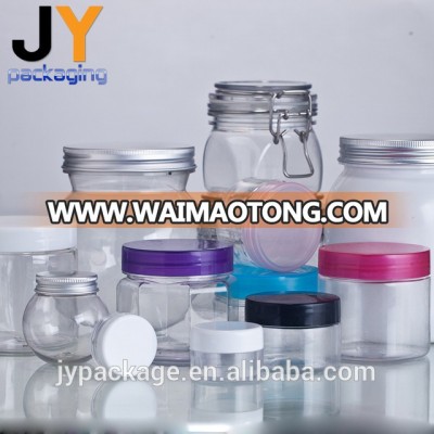 Wide mouth screw cap food grade storage jar PET plastic clear jar