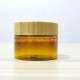 Cosmetic Packaging Amber Plastic Pet Jar with Bamboo Lid (PPC-BS-053)